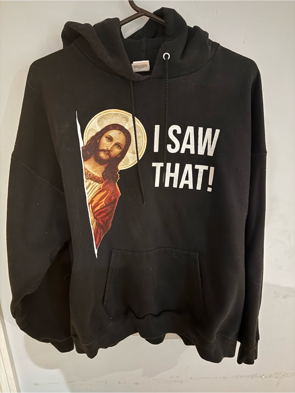 Black Graphic Hoodie Sweater - "I Saw That!"
